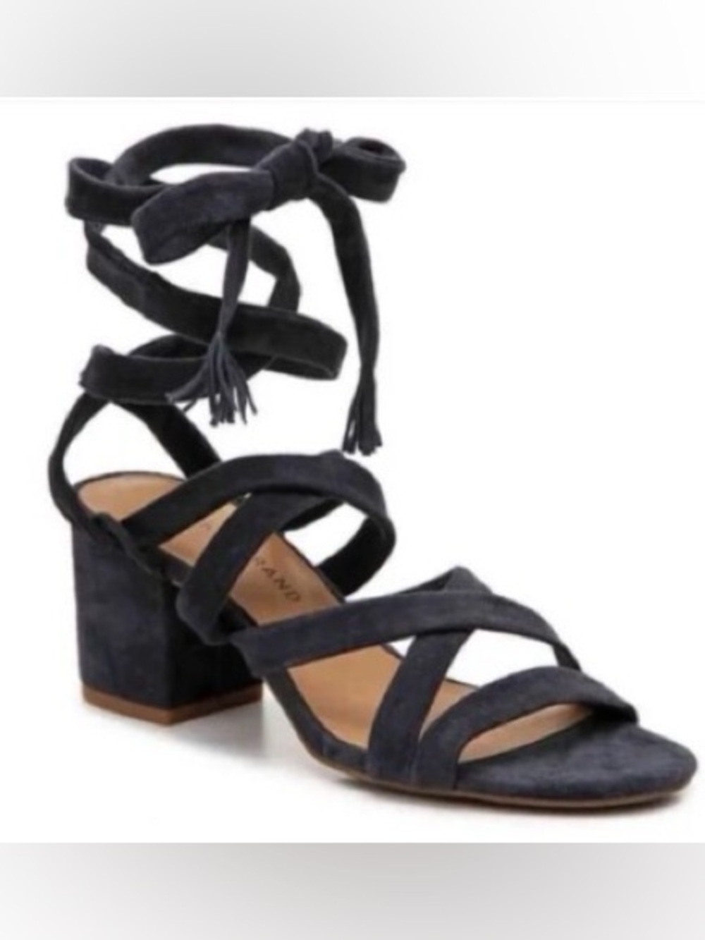 Lucky Brand Navy Suede Lace-Up Block Heel Sandals - Picture 6 of 6